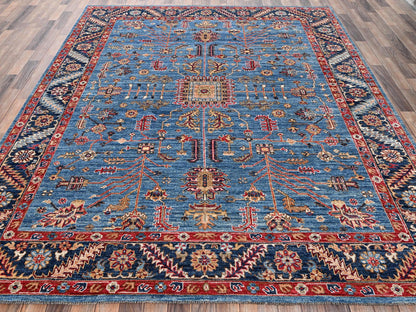 Blue 8'2" x 10'1" Heriz Hand knotted Wool Rug - Sku: O02811