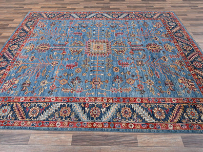 Blue 8'2" x 10'1" Heriz Hand knotted Wool Rug - Sku: O02811