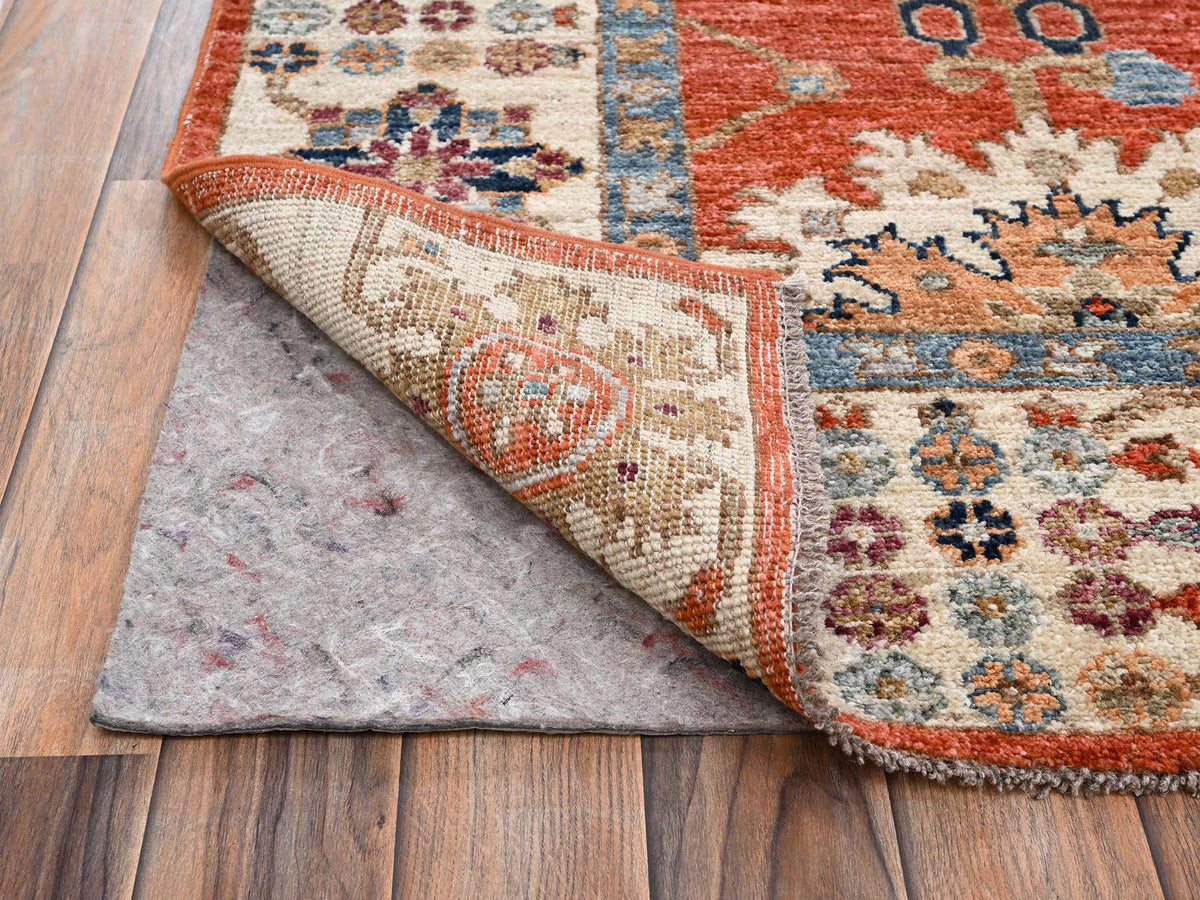 Tribal & Geometric hand-knotted wool rug in Orange & Ivory, 8'1" x 10' — SKU O02812 (view 5)