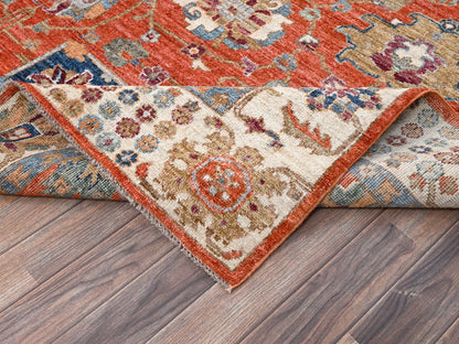 Tribal & Geometric hand-knotted wool rug in Orange & Ivory, 8'1" x 10' — SKU O02812 (view 7)