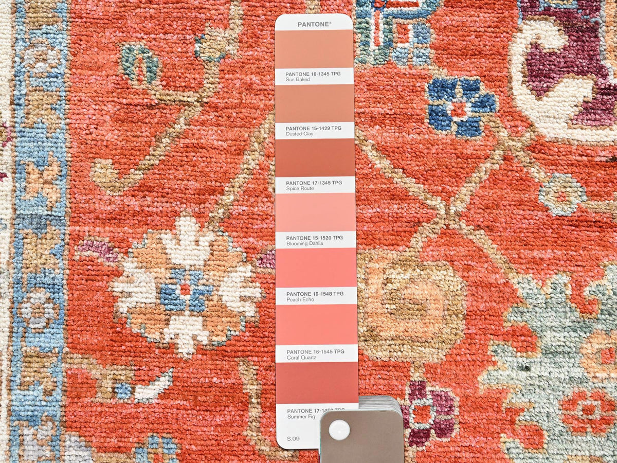 Tribal & Geometric hand-knotted wool rug in Orange & Ivory, 8'1" x 10' — SKU O02812 (view 8)