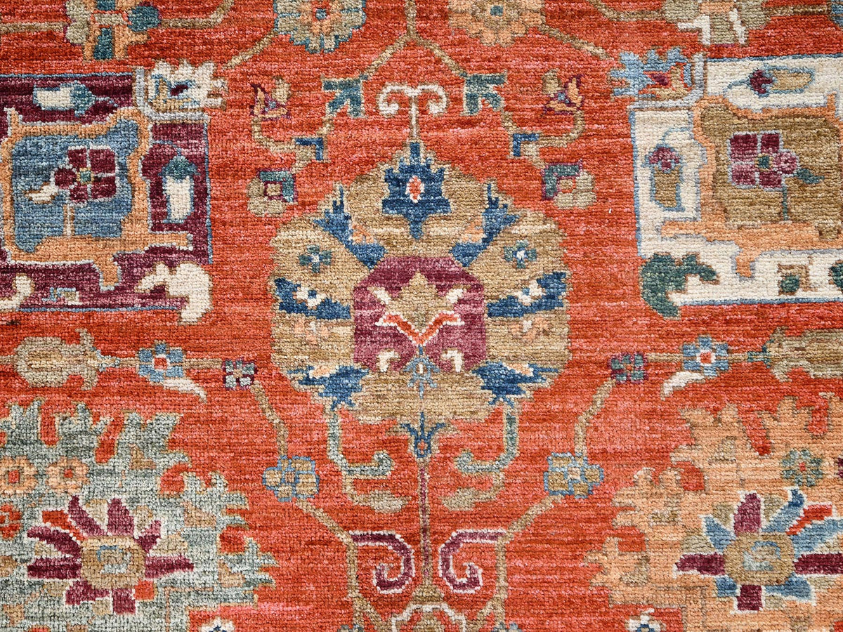 Tribal & Geometric hand-knotted wool rug in Orange & Ivory, 8'1" x 10' — SKU O02812 (view 9)