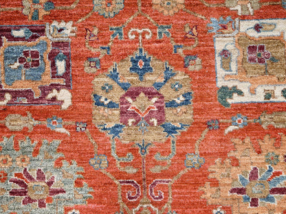 Tribal & Geometric hand-knotted wool rug in Orange & Ivory, 8'1" x 10' — SKU O02812 (view 9)