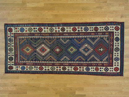 Multicolored 4'0" x 9'0" Antique Hand knotted Wool Rug - Sku: O028228