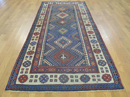 Multicolored 4'0" x 9'0" Antique Hand knotted Wool Rug - Sku: O028228