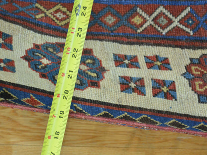 Multicolored 4'0" x 9'0" Antique Hand knotted Wool Rug - Sku: O028228
