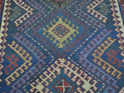 Multicolored 4'0" x 9'0" Antique Hand knotted Wool Rug - Sku: O028228