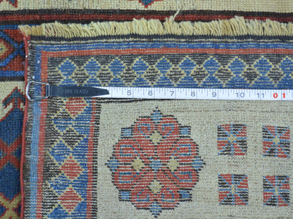 Multicolored 4'0" x 9'0" Antique Hand knotted Wool Rug - Sku: O028228