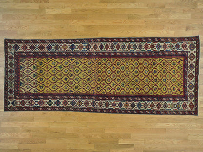 Yellow 4'0" x 9'10" Antique Hand knotted Wool Rug - Sku: O028230