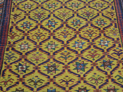 Yellow 4'0" x 9'10" Antique Hand knotted Wool Rug - Sku: O028230