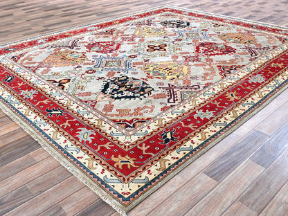 Green 7'10" x 9'10" Oushak And Peshawar Hand knotted Wool Rug - Sku: O0302