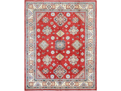 Kazak Kazak hand-knotted wool rug in Red & Ivory, 7'10" x 9'9" — SKU O0310