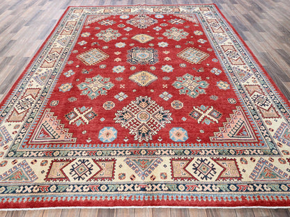 Kazak Kazak hand-knotted wool rug in Red & Ivory, 7'10" x 9'9" — SKU O0310 (view 2)