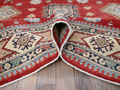 Kazak Kazak hand-knotted wool rug in Red & Ivory, 7'10" x 9'9" — SKU O0310 (view 5)