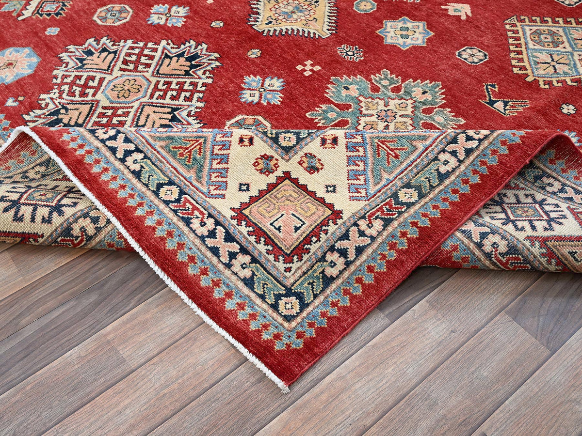 Kazak Kazak hand-knotted wool rug in Red & Ivory, 7'10" x 9'9" — SKU O0310 (view 6)