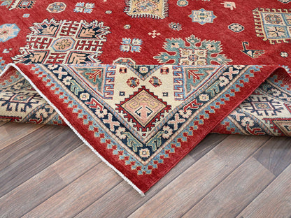 Kazak Kazak hand-knotted wool rug in Red & Ivory, 7'10" x 9'9" — SKU O0310 (view 6)