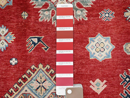 Kazak Kazak hand-knotted wool rug in Red & Ivory, 7'10" x 9'9" — SKU O0310 (view 7)