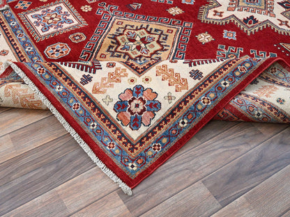 Red 5'11" x 8'10" Tribal Hand knotted Wool Rug - Sku: O0315