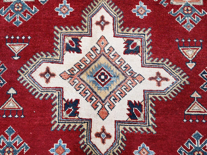 Kazak Kazak hand-knotted wool rug in Red & Ivory, 5'11" x 8'10" — SKU O0315 (view 9)