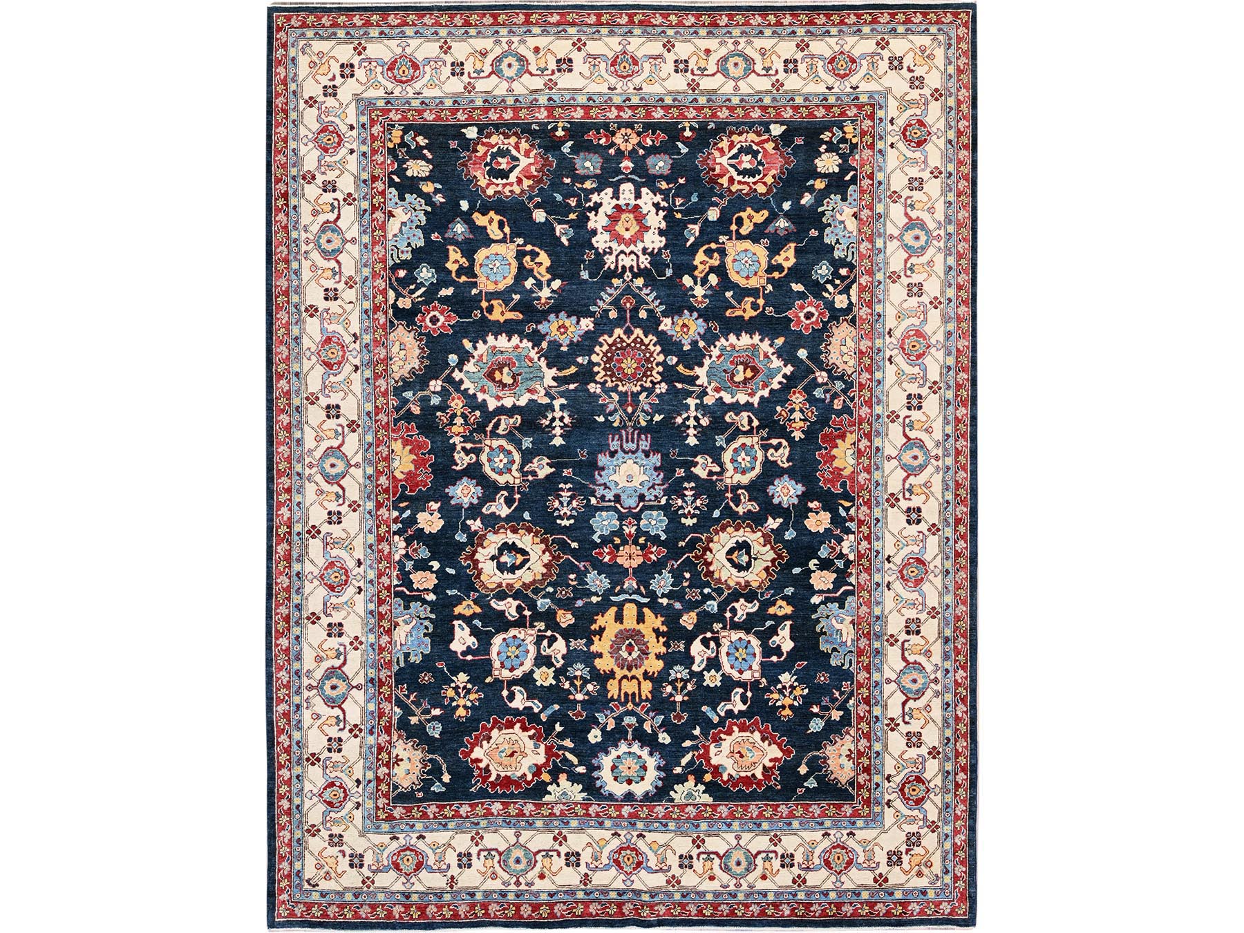 Heriz Heriz hand-knotted wool rug in Blue & Ivory, 9' x 11'7" — SKU O0317