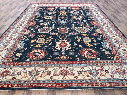 Blue 9'0" x 11'7" Heriz Hand knotted Wool Rug - Sku: O0317
