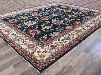 Blue 9'0" x 11'7" Heriz Hand knotted Wool Rug - Sku: O0317