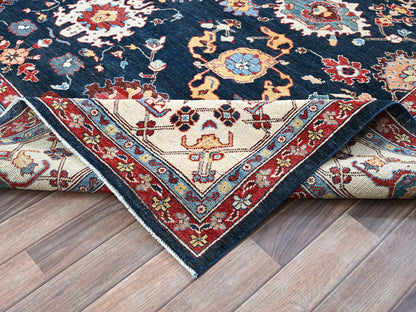 Blue 9'0" x 11'7" Heriz Hand knotted Wool Rug - Sku: O0317