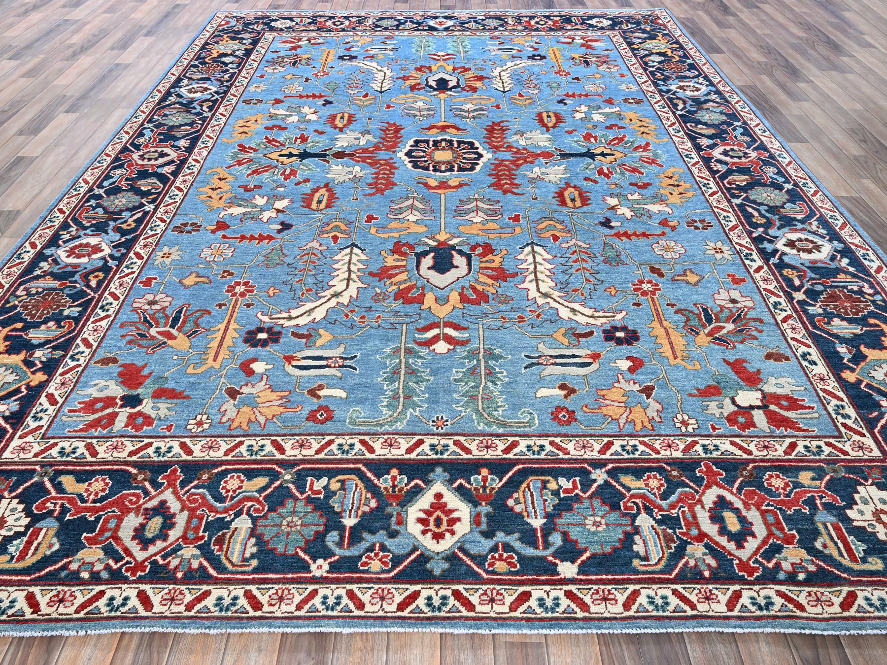 Heriz Heriz hand-knotted wool rug in Blue & Midnight Blue, 9'2" x 11'8" — SKU O0318 (view 2)