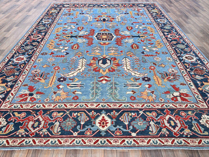 Blue 9'2" x 11'8" Heriz Hand knotted Wool Rug - Sku: O0318