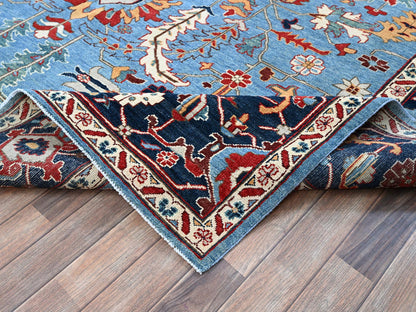 Blue 9'2" x 11'8" Heriz Hand knotted Wool Rug - Sku: O0318