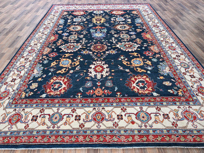 Blue 8'10" x 11'9" Kazak Hand knotted Wool Rug - Sku: O0320