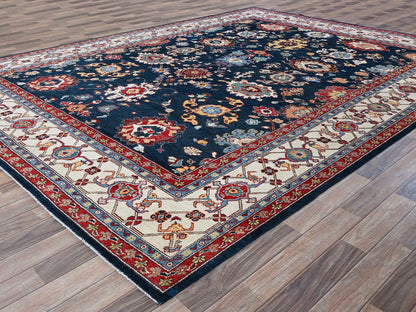 Blue 8'10" x 11'9" Kazak Hand knotted Wool Rug - Sku: O0320