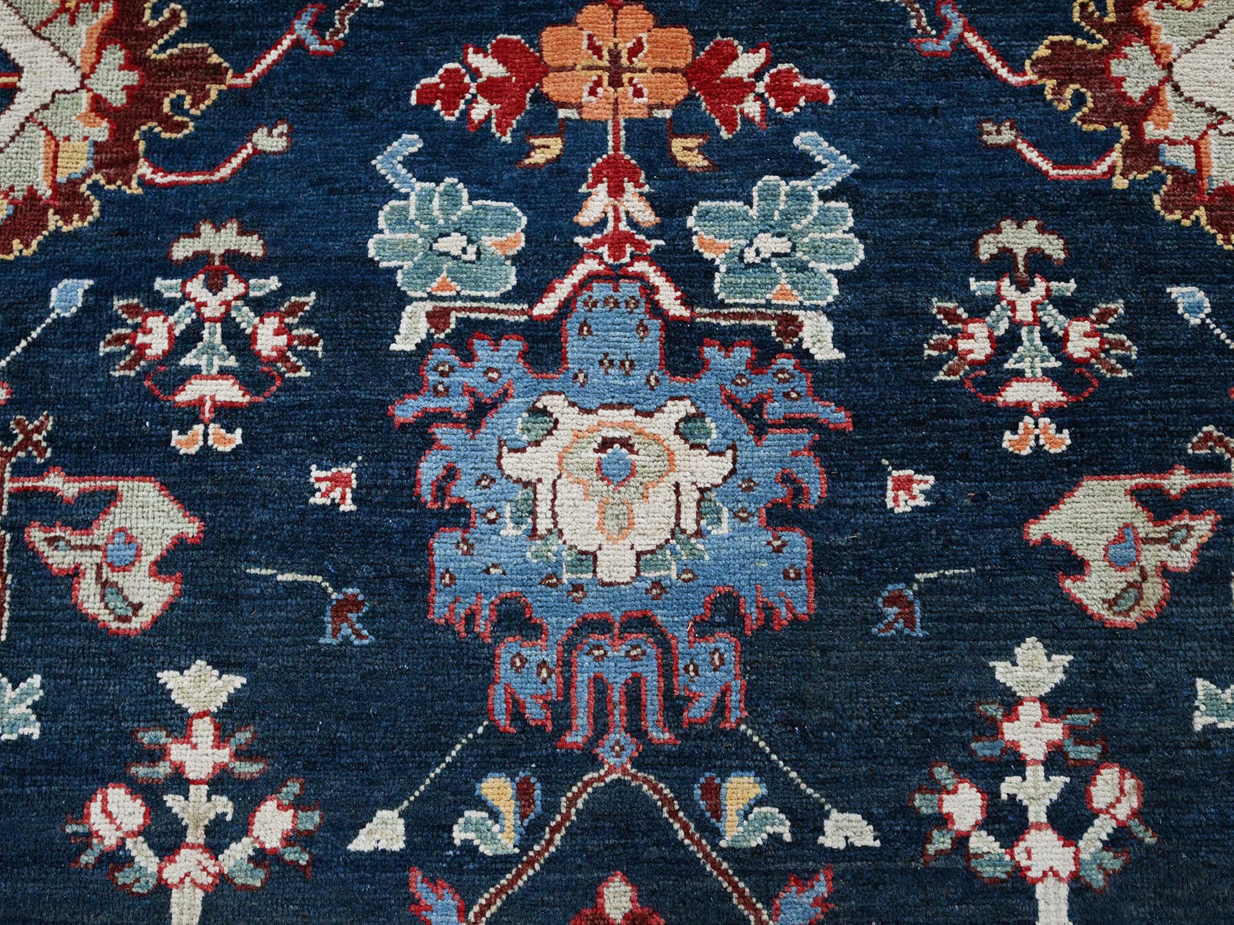 Heriz Kazak hand-knotted wool rug in Blue & Ivory, 8'10" x 11'9" — SKU O0320 (view 8)