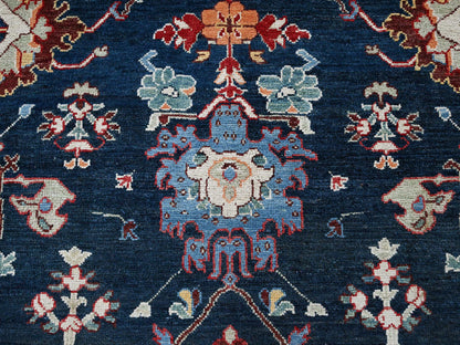 Heriz Kazak hand-knotted wool rug in Blue & Ivory, 8'10" x 11'9" — SKU O0320 (view 8)