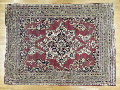 Red 11'9" x 15'7" Antique Hand knotted Wool Rug - Sku: O032136