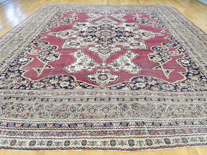 Red 11'9" x 15'7" Antique Hand knotted Wool Rug - Sku: O032136