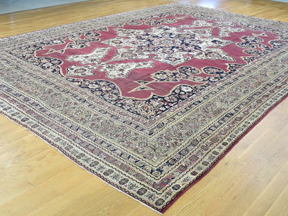 Red 11'9" x 15'7" Antique Hand knotted Wool Rug - Sku: O032136