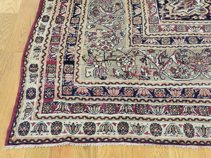 Red 11'9" x 15'7" Antique Hand knotted Wool Rug - Sku: O032136