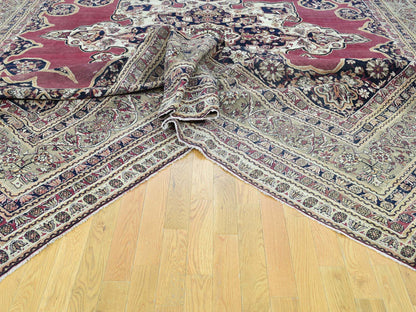Red 11'9" x 15'7" Antique Hand knotted Wool Rug - Sku: O032136