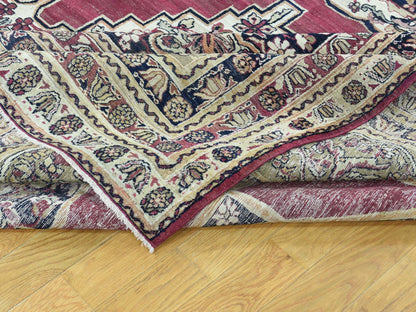 Red 11'9" x 15'7" Antique Hand knotted Wool Rug - Sku: O032136