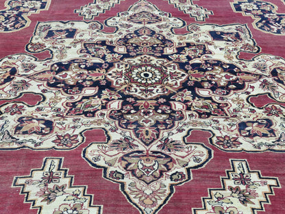 Red 11'9" x 15'7" Antique Hand knotted Wool Rug - Sku: O032136