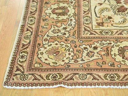Ivory 9'8" x 12'10" Antique Hand knotted Wool Rug - Sku: O032137