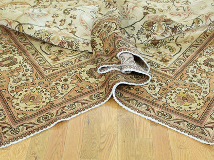 Ivory 9'8" x 12'10" Antique Hand knotted Wool Rug - Sku: O032137