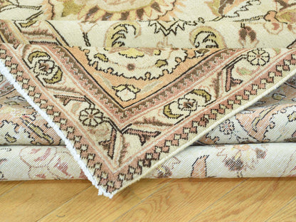 Ivory 9'8" x 12'10" Antique Hand knotted Wool Rug - Sku: O032137