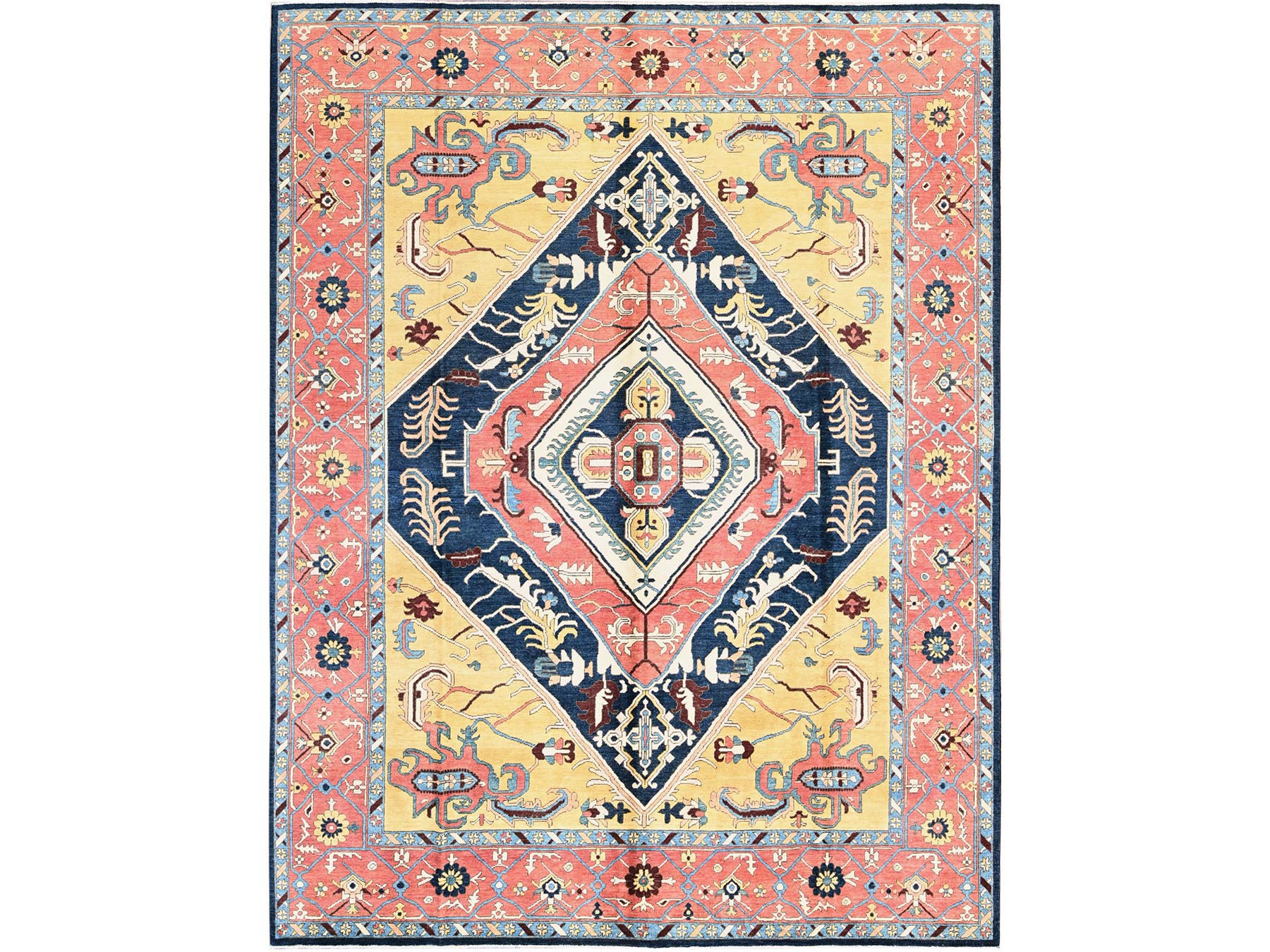 Heriz Heriz hand-knotted wool rug in Blue & Orange, 9' x 11'8" — SKU O0322