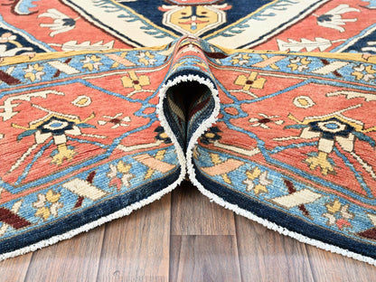 Blue 9'0" x 11'8" Heriz Hand knotted Wool Rug - Sku: O0322