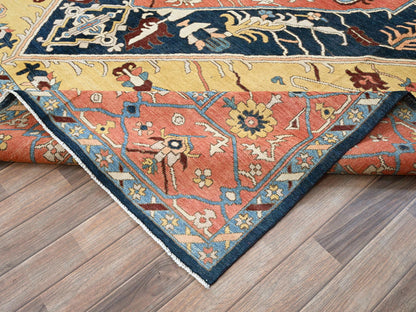 Blue 9'0" x 11'8" Heriz Hand knotted Wool Rug - Sku: O0322