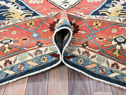Blue 9'11" x 13'10" Heriz Hand knotted Wool Rug - Sku: O0323