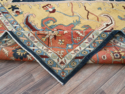 Blue 9'11" x 13'10" Heriz Hand knotted Wool Rug - Sku: O0323