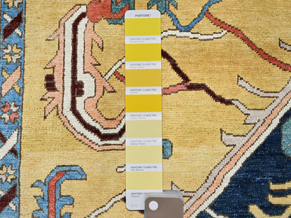 Blue 9'11" x 13'10" Heriz Hand knotted Wool Rug - Sku: O0323